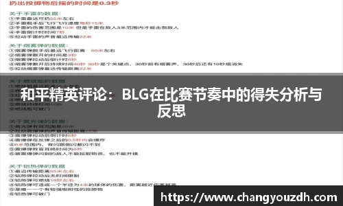和平精英评论：BLG在比赛节奏中的得失分析与反思